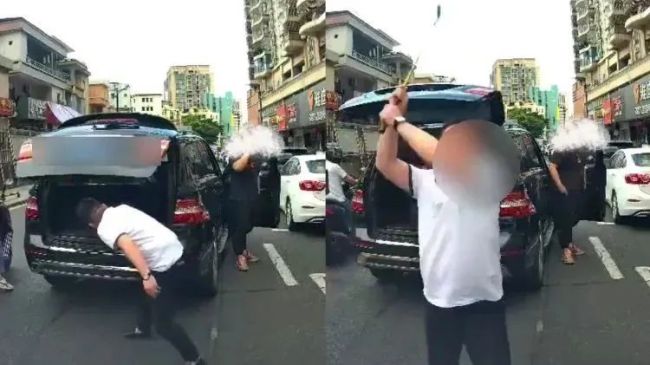 男子别停他人车辆后当街狂砸玻璃！警方：刑拘